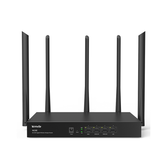 TENDA W20E AC1350 Gigabit Wireless Load Balance Router, 500 Square Meters, 867/450Mbps, 100 Users, Gigabit Port, Remote Domain Maintenance, Metal Case